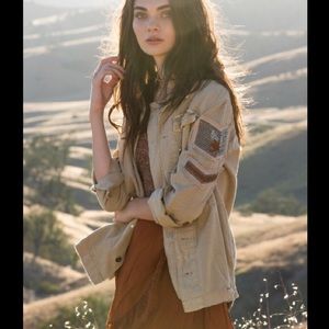 Free People Embellished Military Shirt Jacket